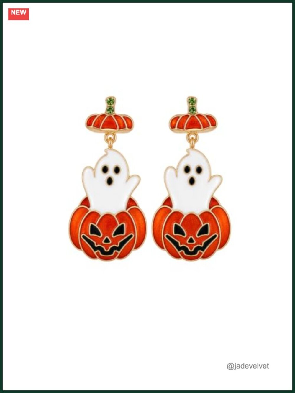 Halloween Pumpkin Ghost Dangle Earrings Enamel Drop Costume Jewelry